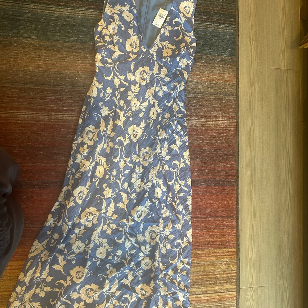 Abercrombie & Fitch Blue and Cream Sleeveless Maxi Sundress